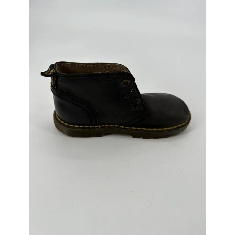 VTG Dr Martens 6453 AirWair Black Leather Ankle Boots Kids‎ Sz 9 Made in England